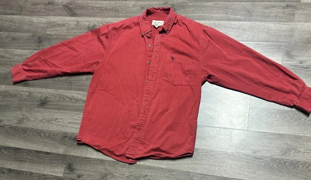 Men’s Small Red Eddie Bauer Button Up Long Sleeve Shirt